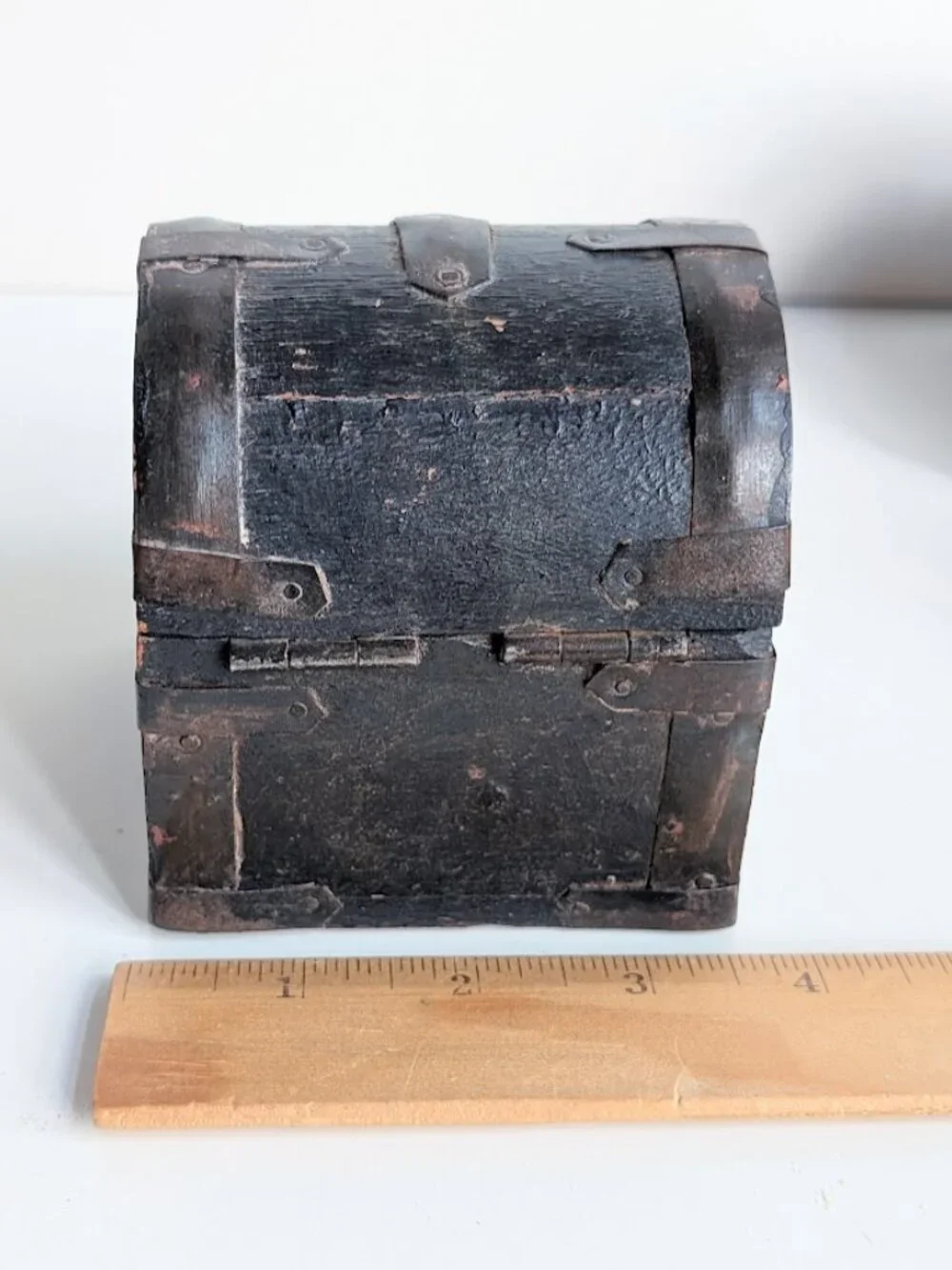 Small Treasure Chest Old Hand Crafted Metal Fitted Storage Box Keepsake Box A